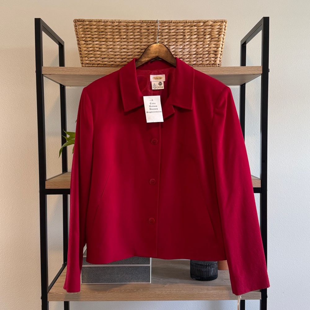 NWT Talbots 100% Wool Red USA Professional Career Office Blazer, 20